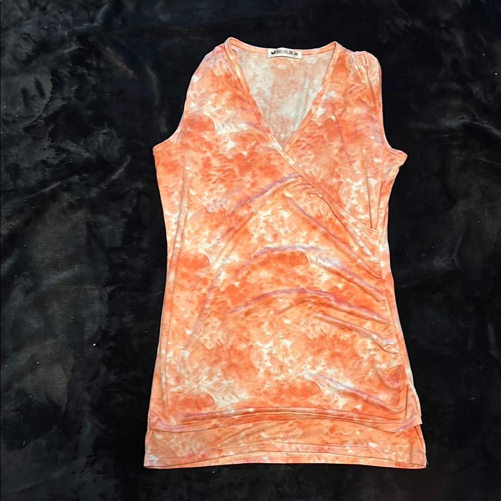 Orange Tie-Dye Sleeveless Top